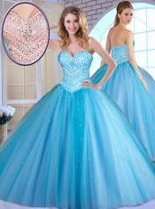 Most Popular Ball Gown Baby Blue Quinceanera Dresses with Beading