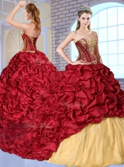 Most Popular Sweetheart Brush Train Pick Ups and Appliques Sweet 16 Dresses