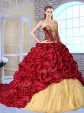 Most Popular Sweetheart Brush Train Pick Ups and Appliques Sweet 16 Dresses