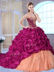 New Arrivals Brush Train Pick Ups and Appliques Quinceanera Gowns