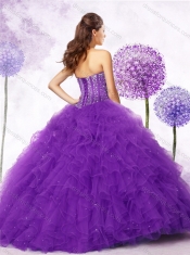 New Arrivals Strapless Purple Quinceanera Gowns with Beading and Ruffles
