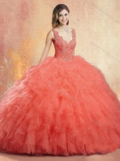 New Arrivals V Neck Sweet 16 Dresses with Ruffles and Appliques
