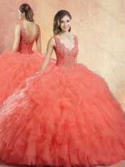New Arrivals V Neck Sweet 16 Dresses with Ruffles and Appliques
