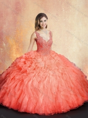 New Arrivals V Neck Sweet 16 Dresses with Ruffles and Appliques