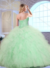 New Style Ball Gown Apple Green Sweet 16 Dresses with Beading and Ruffles