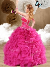 New Style Ball Gown Fuchsia Sweet 16 Dresses with Ruffles
