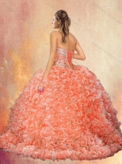 Perfect Brush Train Sweet 16 Dresses with Beading and Ruffles