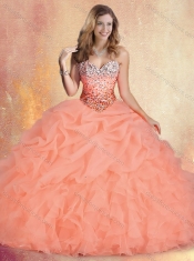 Popular Brush Train Sweet 16 Gowns with Ruffles and Bubles