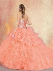 Popular Brush Train Sweet 16 Gowns with Ruffles and Bubles