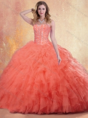Pretty Ball Gown Orange Red Quinceanera Dresses with Ruffles