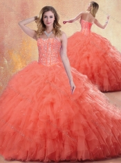 Pretty Ball Gown Orange Red Quinceanera Dresses with Ruffles