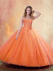 Pretty Ball Gown Sweetheart Orange Quinceanera Dresses with Beading