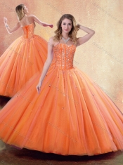 Pretty Ball Gown Sweetheart Orange Quinceanera Dresses with Beading