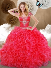 Pretty Hot Pink Sweetheart Quinceanera Gowns with Ruffles