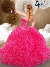 Pretty Hot Pink Sweetheart Quinceanera Gowns with Ruffles