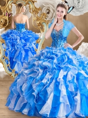 Pretty Multi Color Quinceanera Gowns with Ruffles and Beading