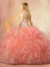 Romantic Straps Open Back Sweet 16 Dresses with Beading and Ruffles