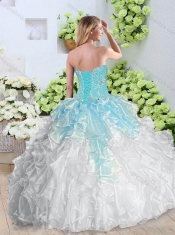 Simple Sweetheart White Quinceanera Gowns with Appliques and Ruffles