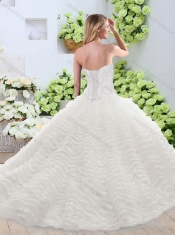 Sweet Brush Train Quinceanera Gowns with Beading and Ruffled Layers