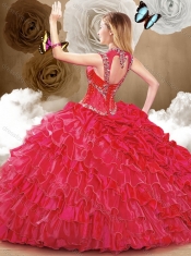 Wonderful Red Sweet 16 Dresses with Beading and Ruffles