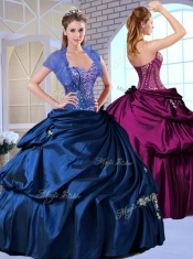 Wonderful Sweetheart Taffeta Royal Blue Quinceanera Dresses with Appliques