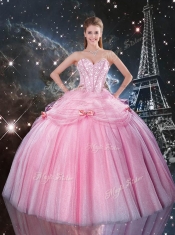 Detachable Ball Gown Sweetheart Beading Pink Quinceanera Gowns