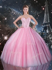 Detachable Ball Gown Sweetheart Beading Pink Quinceanera Gowns