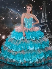 2016 Luxurious Detachable Sweetheart Ruffled Layers Quinceanera Dresses