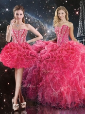 2016 Luxurious Sweetheart Detachable Sweet 16 Dresses with Beading for Fall