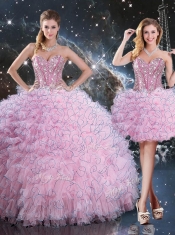 2016 Pretty Detachable Quinceanera Dresses with Beading and Ruffles