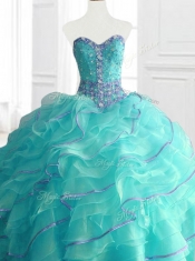 Beautiful Aqua Blue Sweet 16 Dresses with Beading and Ruffles