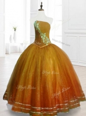 Beautiful Ball Gown Strapless Organza Quinceanera Dresses with Beading