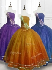 Beautiful Ball Gown Strapless Organza Quinceanera Dresses with Beading