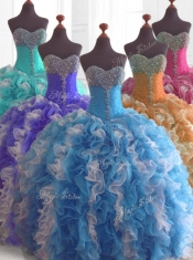 Beautiful Beading and Ruffles Quinceanera Dresses in Multi Color