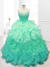 Beautiful Beading and Ruffles Sweet 16 Dresses in Apple Green