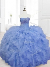 Beautiful Blue Sweet 16 Dresses with Beading and Ruffles