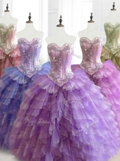 Beautiful Multi Color Sweetheart Quinceanera Dresses with Beading and Ruffles