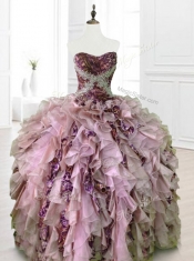 Luxurious Beading Multi Color Quinceanera Dresses with Ruffles and Pattern