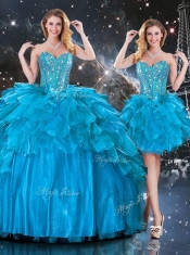 New Arrivals Detachable Sweetheart Sweet 16 Dresses with Beading in Blue