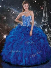New Style Sweetheart Detachable Beading Quinceanera Dresses in Blue