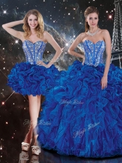 New Style Sweetheart Detachable Beading Quinceanera Dresses in Blue