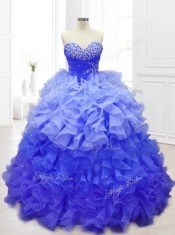 New Sweetheart Blue Quinceanera Gowns with Beading and Ruffles