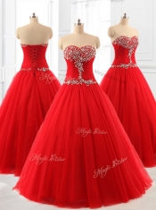 Perfect A Line Beading Tulle Quinceanera Dresses for 2016