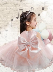 2016 Cute Scoop Baby Pink Toddler Dress with Lace