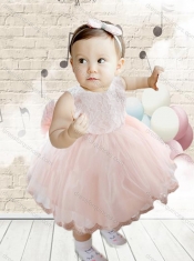 2016 Cute Scoop Baby Pink Toddler Dress with Lace
