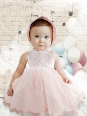 2016 Cute Scoop Baby Pink Toddler Dress with Lace