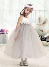 2016 Most Popular Bateau Empire Flower Little Girl Dress with Appliques