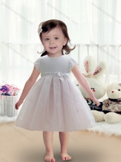 2016 Pretty Scoop Ball Gown Appliques Knee Length Toddler Dress