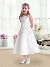 Beautiful Scoop Princess Flower Little Girl Dress  with Appliques