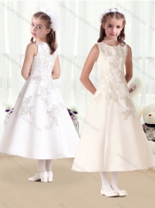 Beautiful Scoop Princess Flower Little Girl Dress  with Appliques